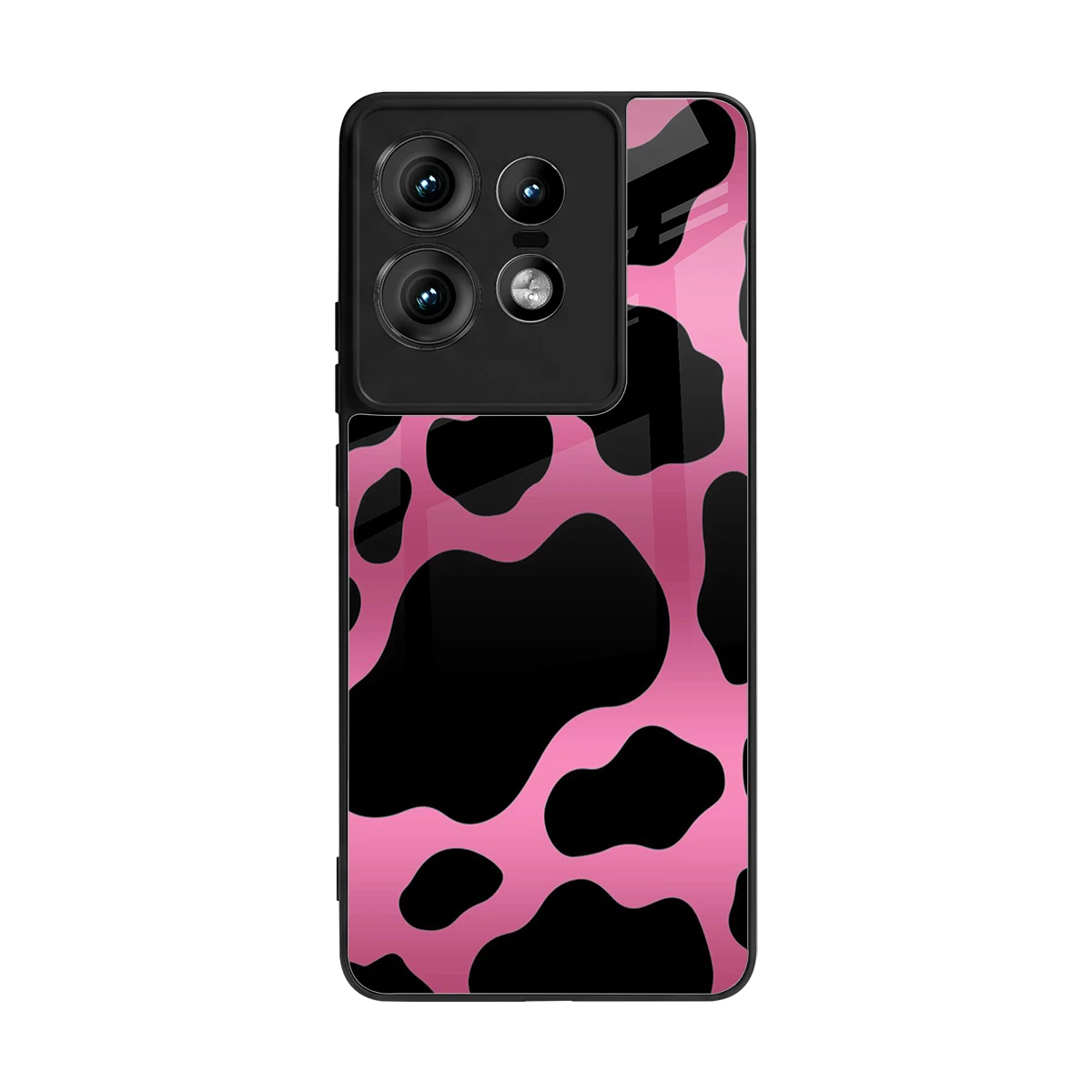Black Pink Swirl back phone cover | glass case for motorola edge 50 pro