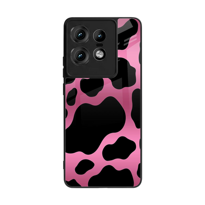 Black Pink Swirl back phone cover | glass case for motorola edge 50 pro