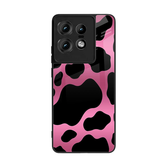 Black Pink Swirl back phone cover | glass case for motorola edge 50 pro