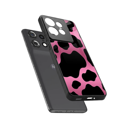 Black Pink Swirl sleek motorola edge 50 pro cover with tempered glass back and TPU edges