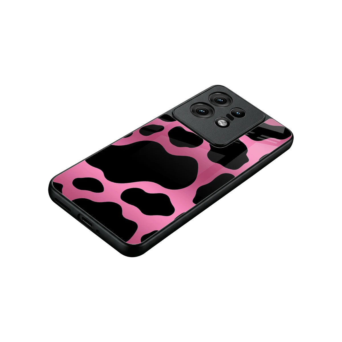 Black Pink Swirl stylish phone case for motorola edge 50 pro | glossy glass and slim fit