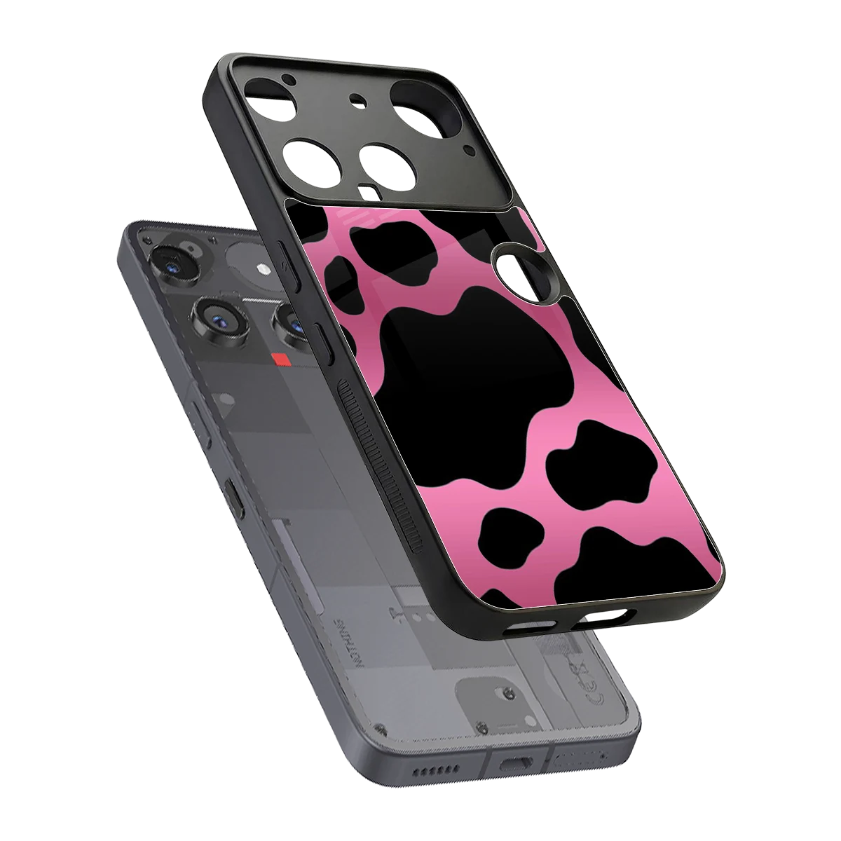 Black Pink Swirl sleek nothing phone 3 cover with tempered glass back and TPU edges