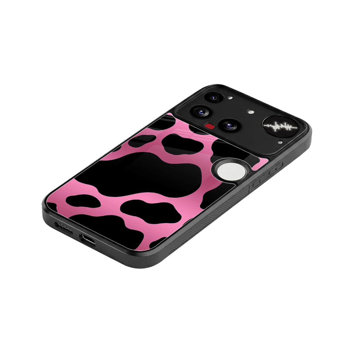 Black Pink Swirl stylish phone case for nothing phone 3 | glossy glass and slim fit