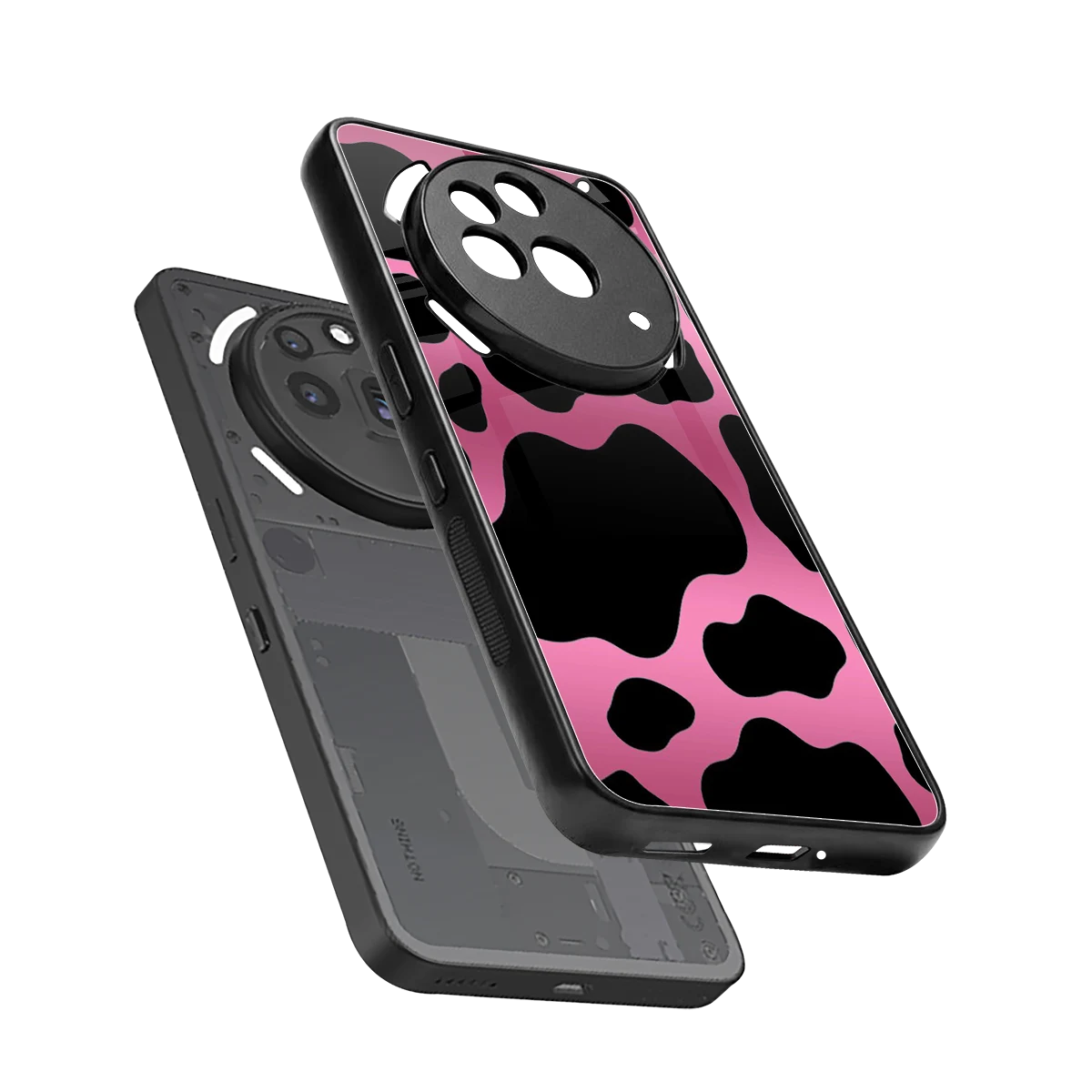 Black Pink Swirl sleek nothing phone 3a pro cover with tempered glass back and TPU edges
