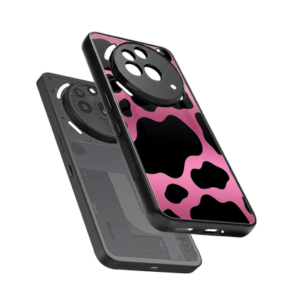 Black Pink Swirl sleek nothing phone 3a pro cover with tempered glass back and TPU edges