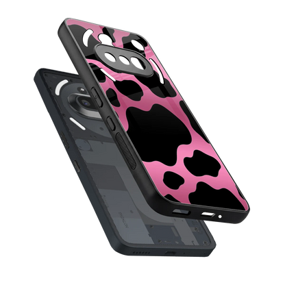 Black Pink Swirl sleek nothing phone 3a cover with tempered glass back and TPU edges