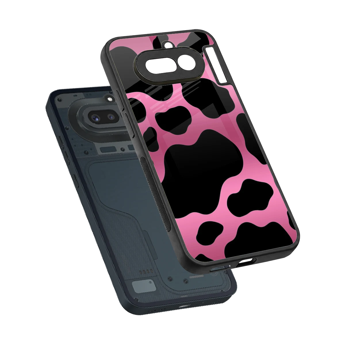 Black Pink Swirl sleek nothing phone 4a cover with tempered glass back and TPU edges