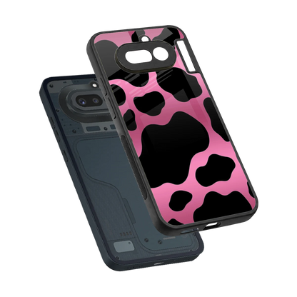 Black Pink Swirl sleek nothing phone 4a cover with tempered glass back and TPU edges