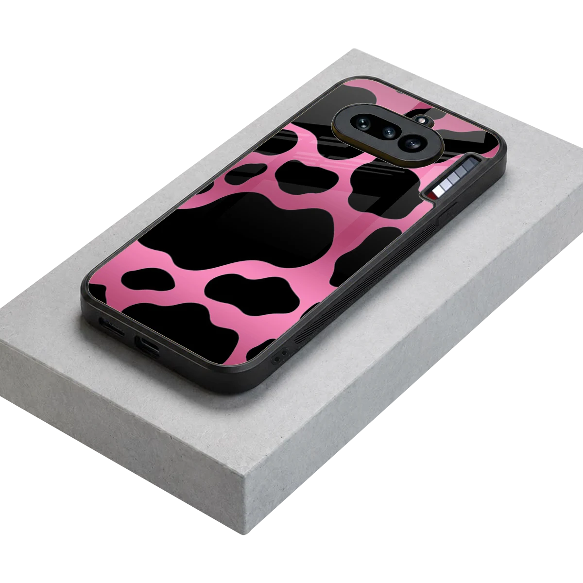 Black Pink Swirl stylish phone case for nothing phone 4a | glossy glass and slim fit