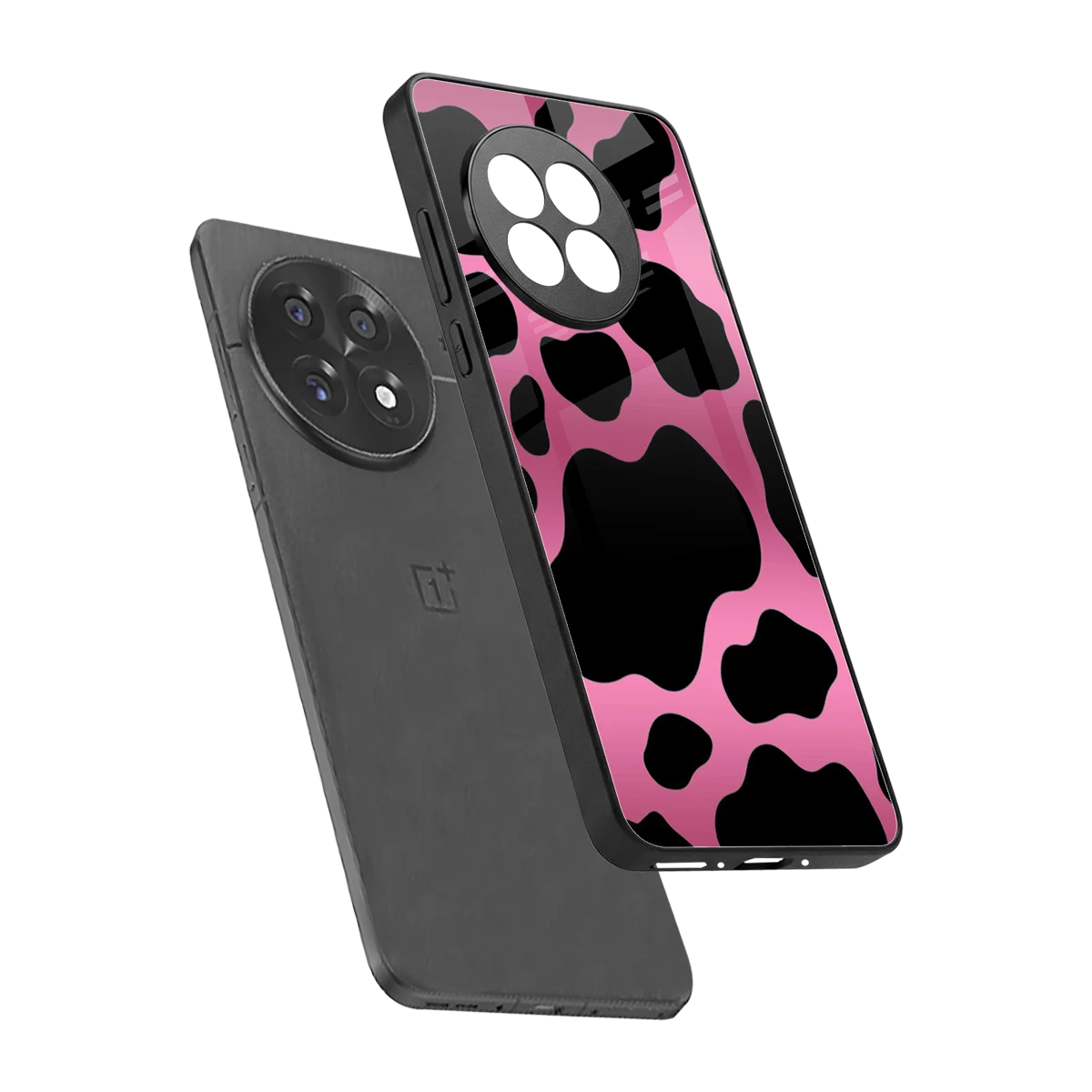 Black Pink Swirl sleek oneplus 13r cover with tempered glass back and TPU edges