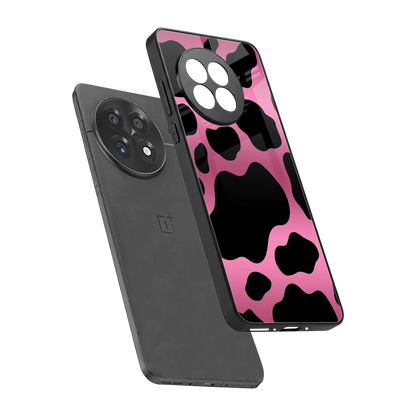 Black Pink Swirl sleek oneplus 13r cover with tempered glass back and TPU edges