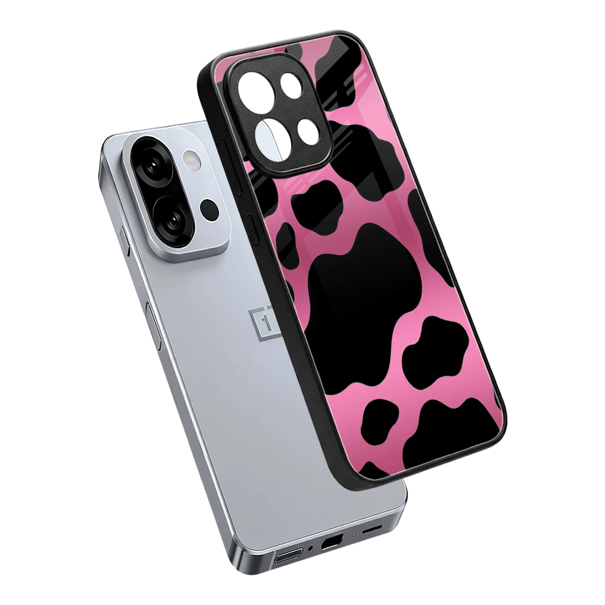 Black Pink Swirl sleek oneplus 13s cover with tempered glass back and TPU edges