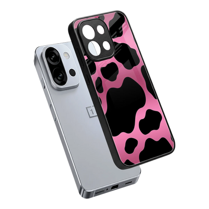 Black Pink Swirl sleek oneplus 13s cover with tempered glass back and TPU edges