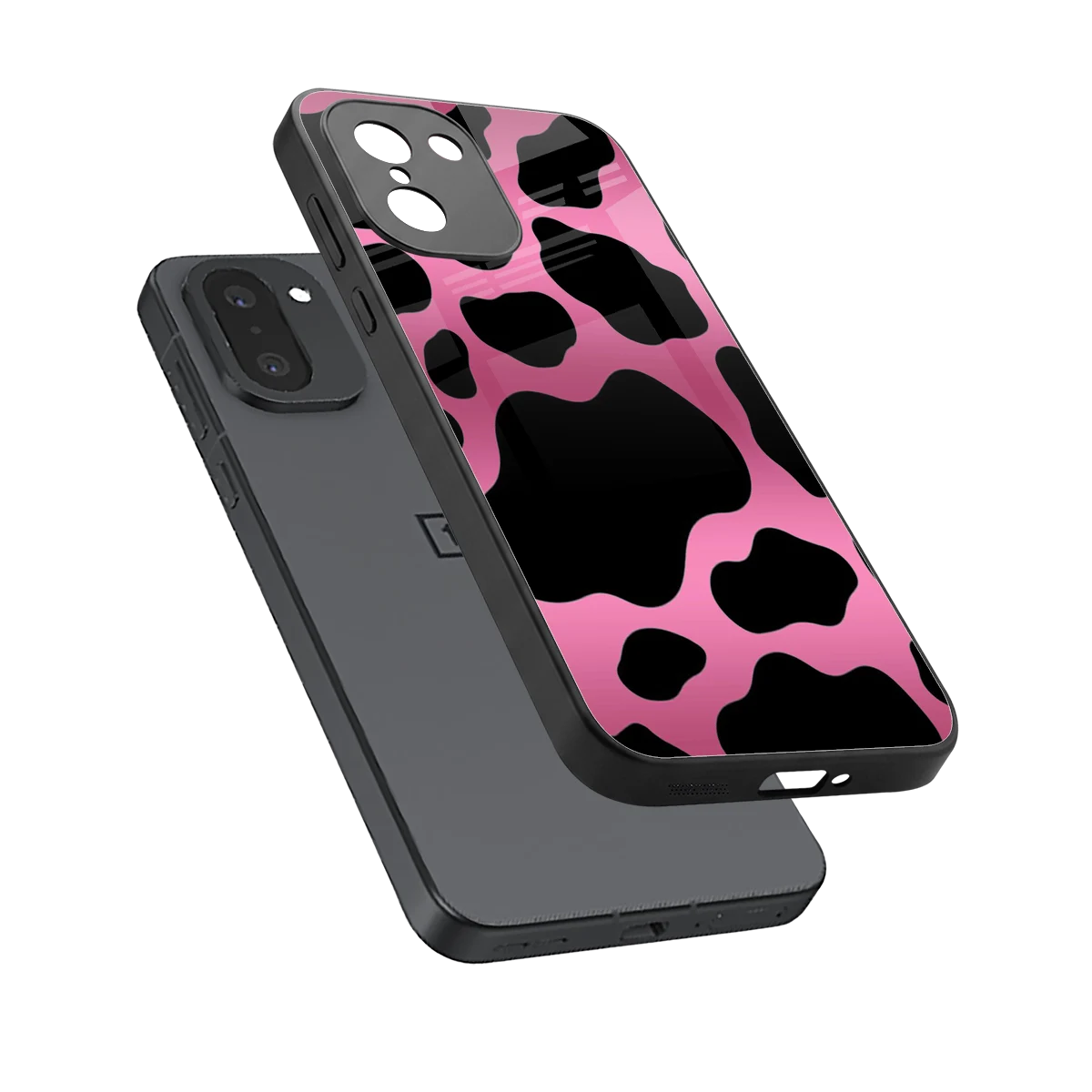 Black Pink Swirl sleek oneplus 15r cover with tempered glass back and TPU edges
