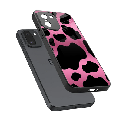 Black Pink Swirl sleek oneplus 15r cover with tempered glass back and TPU edges