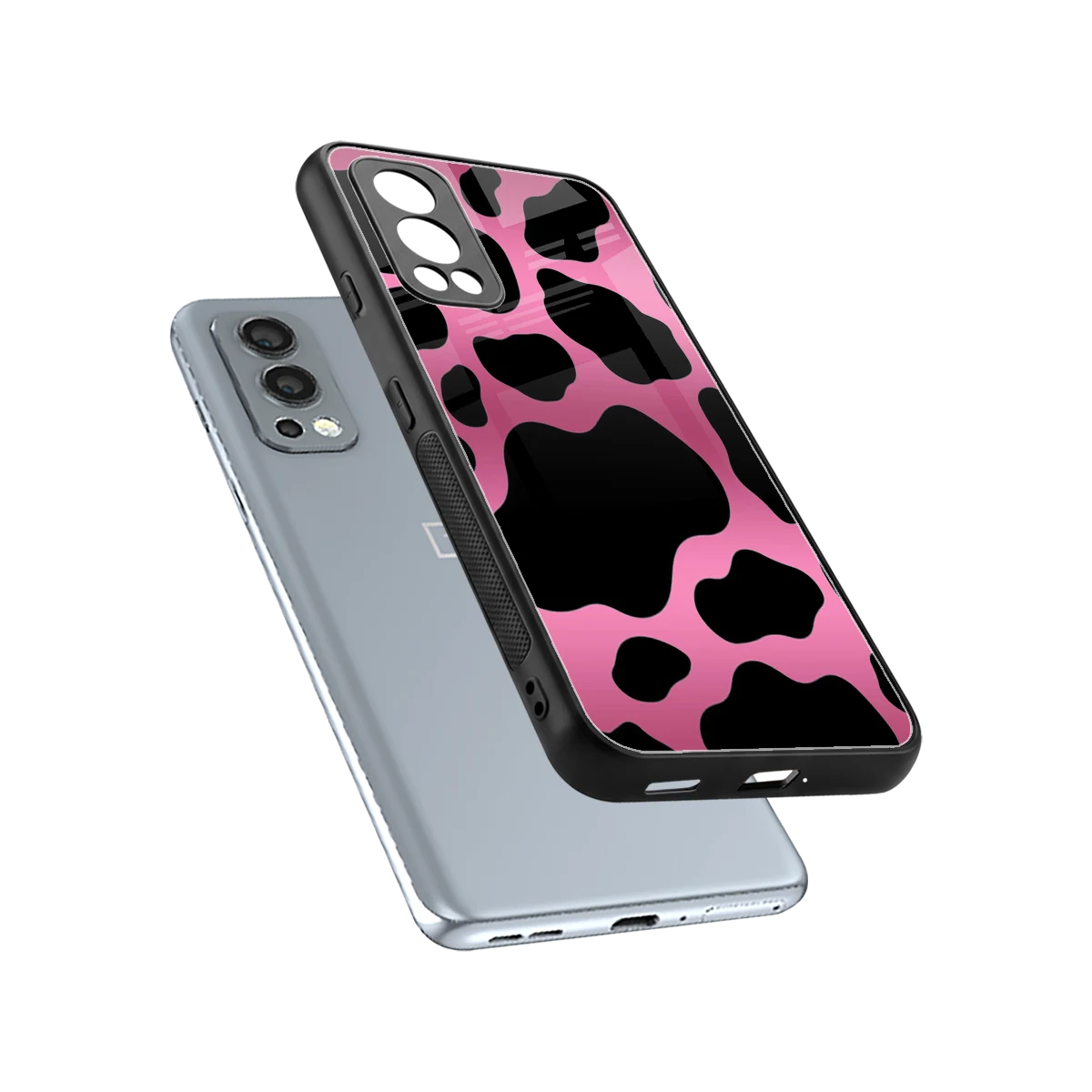 Black Pink Swirl sleek oneplus nord 2 cover with tempered glass back and TPU edges