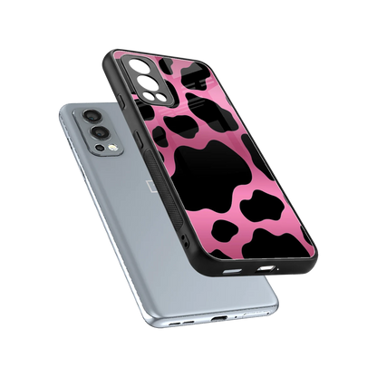 Black Pink Swirl sleek oneplus nord 2 cover with tempered glass back and TPU edges