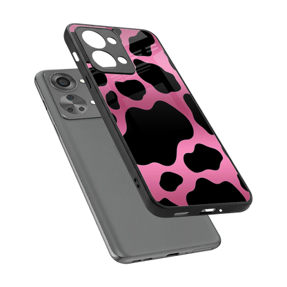 Black Pink Swirl sleek oneplus nord 2t cover with tempered glass back and TPU edges