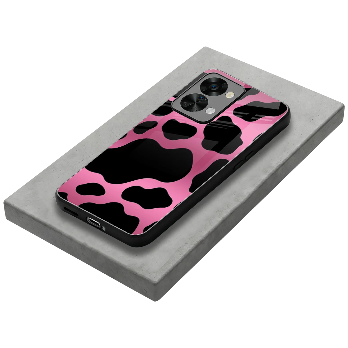 Black Pink Swirl stylish phone case for oneplus nord 2t | glossy glass and slim fit
