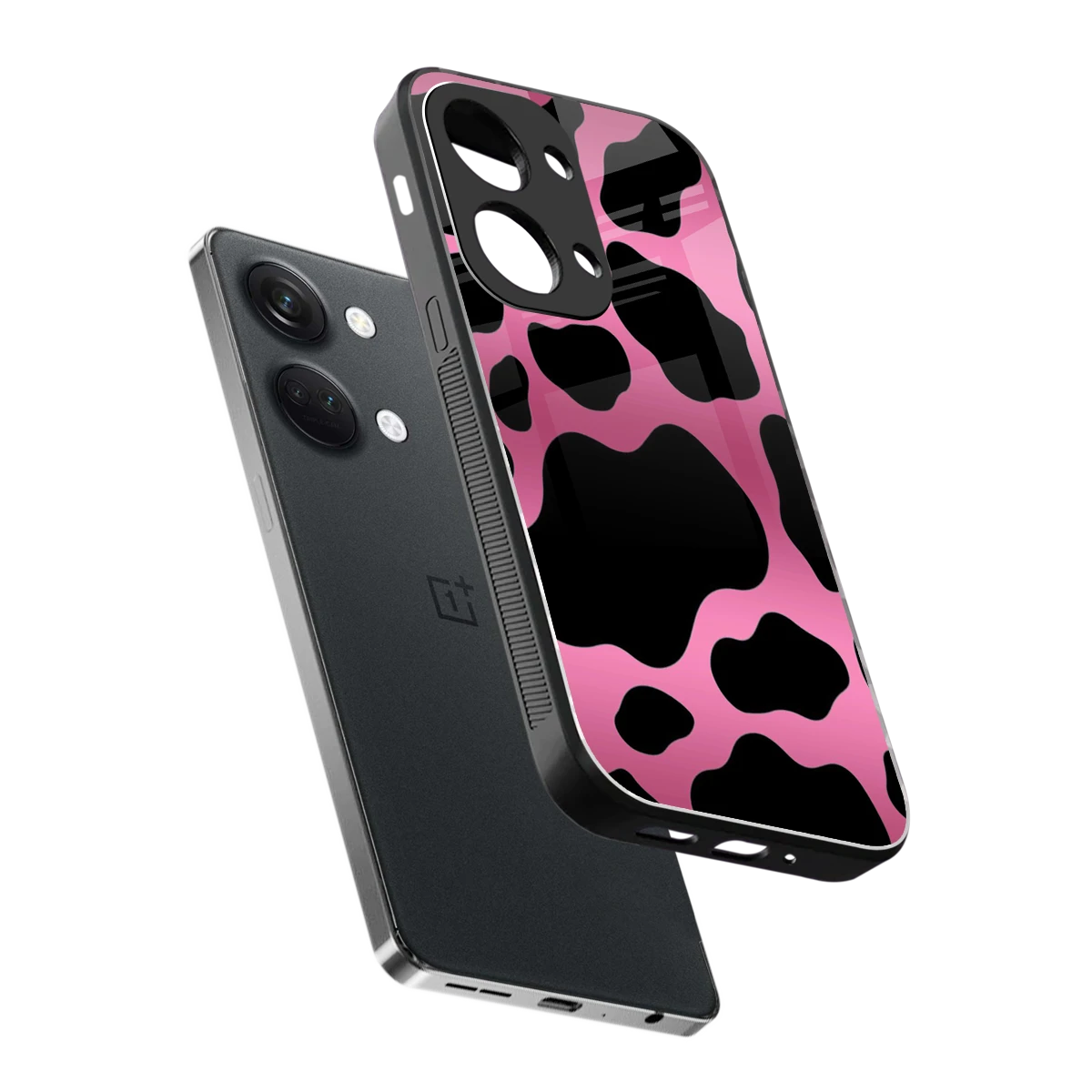 Black Pink Swirl sleek oneplus nord 3 cover with tempered glass back and TPU edges