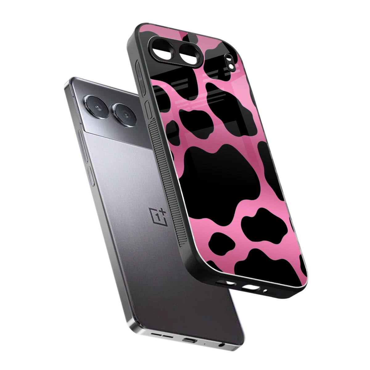Black Pink Swirl sleek oneplus nord 4 cover with tempered glass back and TPU edges