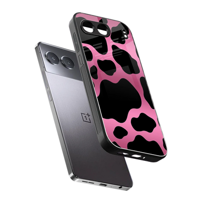 Black Pink Swirl sleek oneplus nord 4 cover with tempered glass back and TPU edges