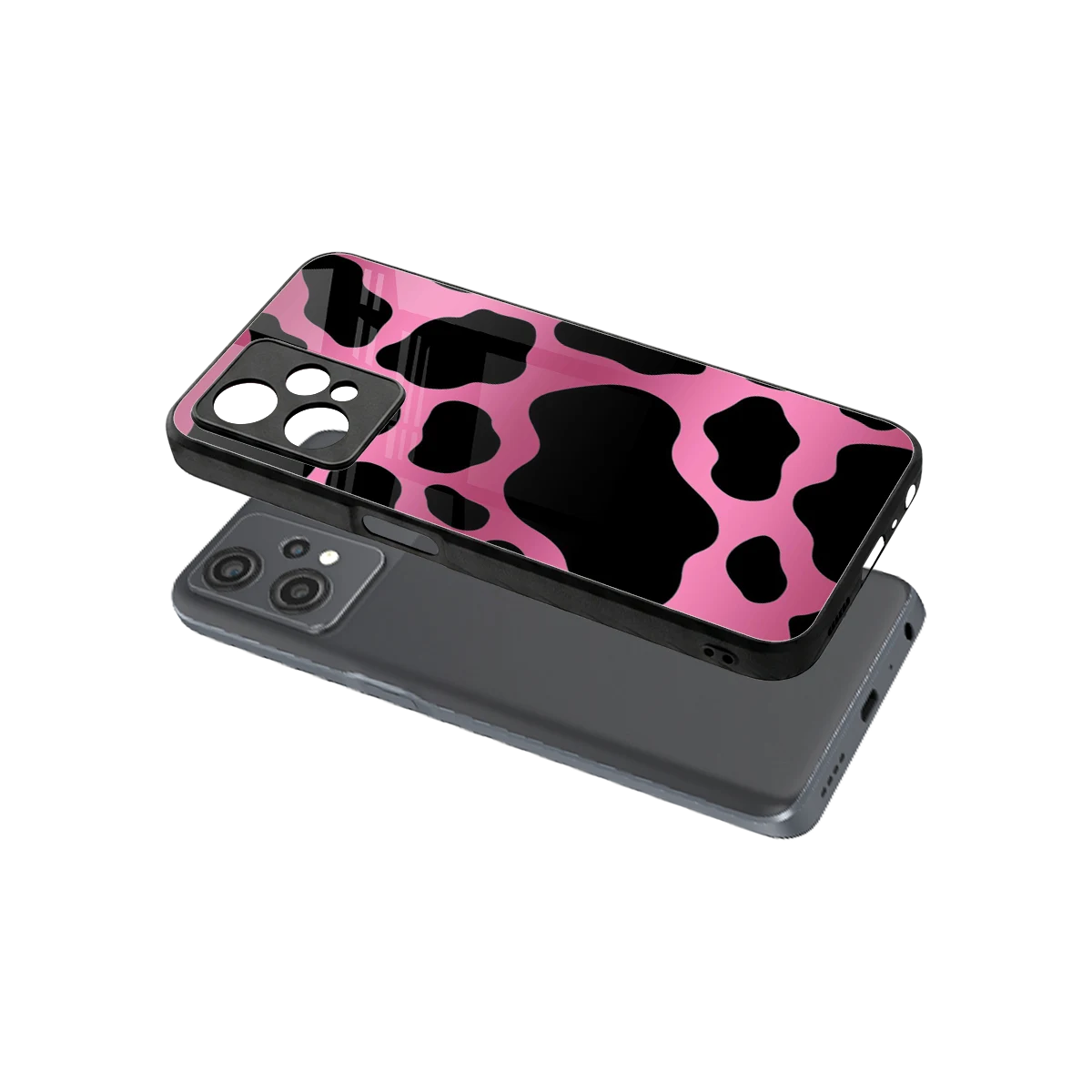 Black Pink Swirl sleek oneplus nord ce 2 lite cover with tempered glass back and TPU edges