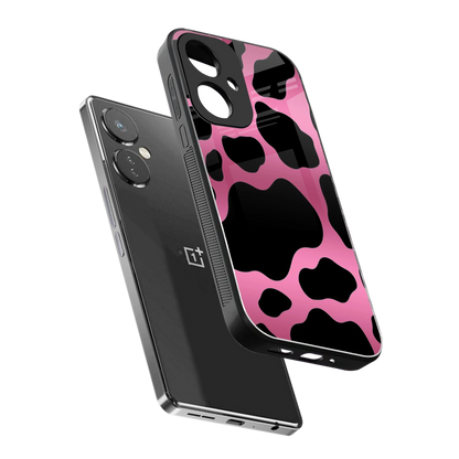 Black Pink Swirl sleek oneplus nord ce 3 cover with tempered glass back and TPU edges