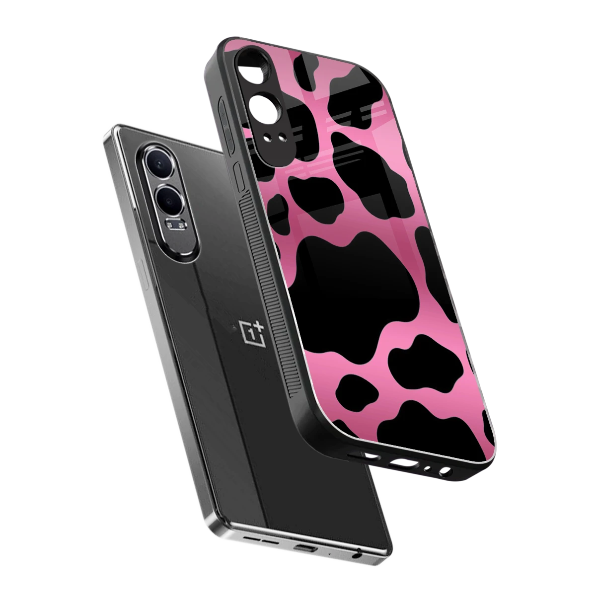 Black Pink Swirl sleek oneplus nord ce 4 lite cover with tempered glass back and TPU edges
