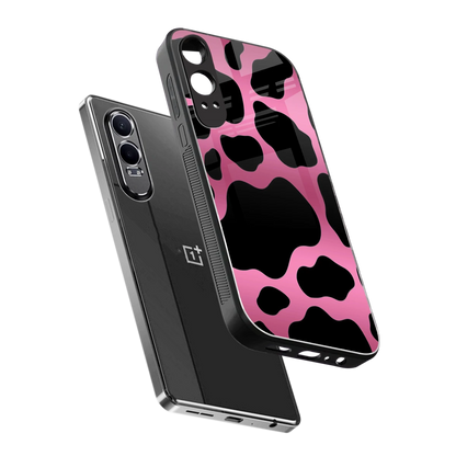 Black Pink Swirl sleek oneplus nord ce 4 lite cover with tempered glass back and TPU edges
