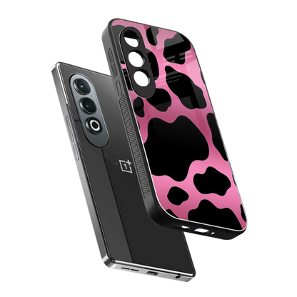 Black Pink Swirl sleek oneplus nord ce 4 cover with tempered glass back and TPU edges
