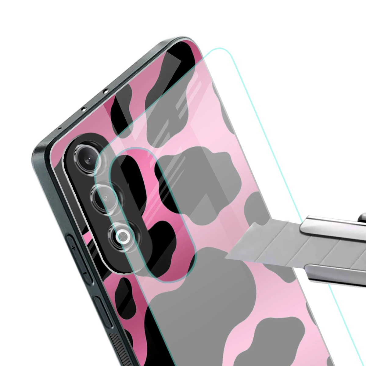 Black Pink Swirl stylish phone case for oneplus nord ce 4 | glossy glass and slim fit