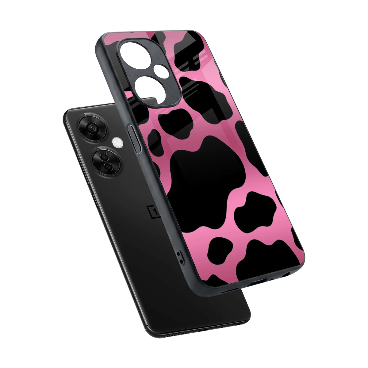 Black Pink Swirl sleek oneplus nord ce 3 lite cover with tempered glass back and TPU edges