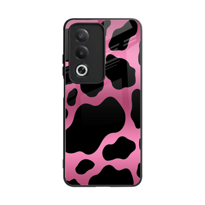 Black Pink Swirl back phone cover | glass case for oppo a3 pro
