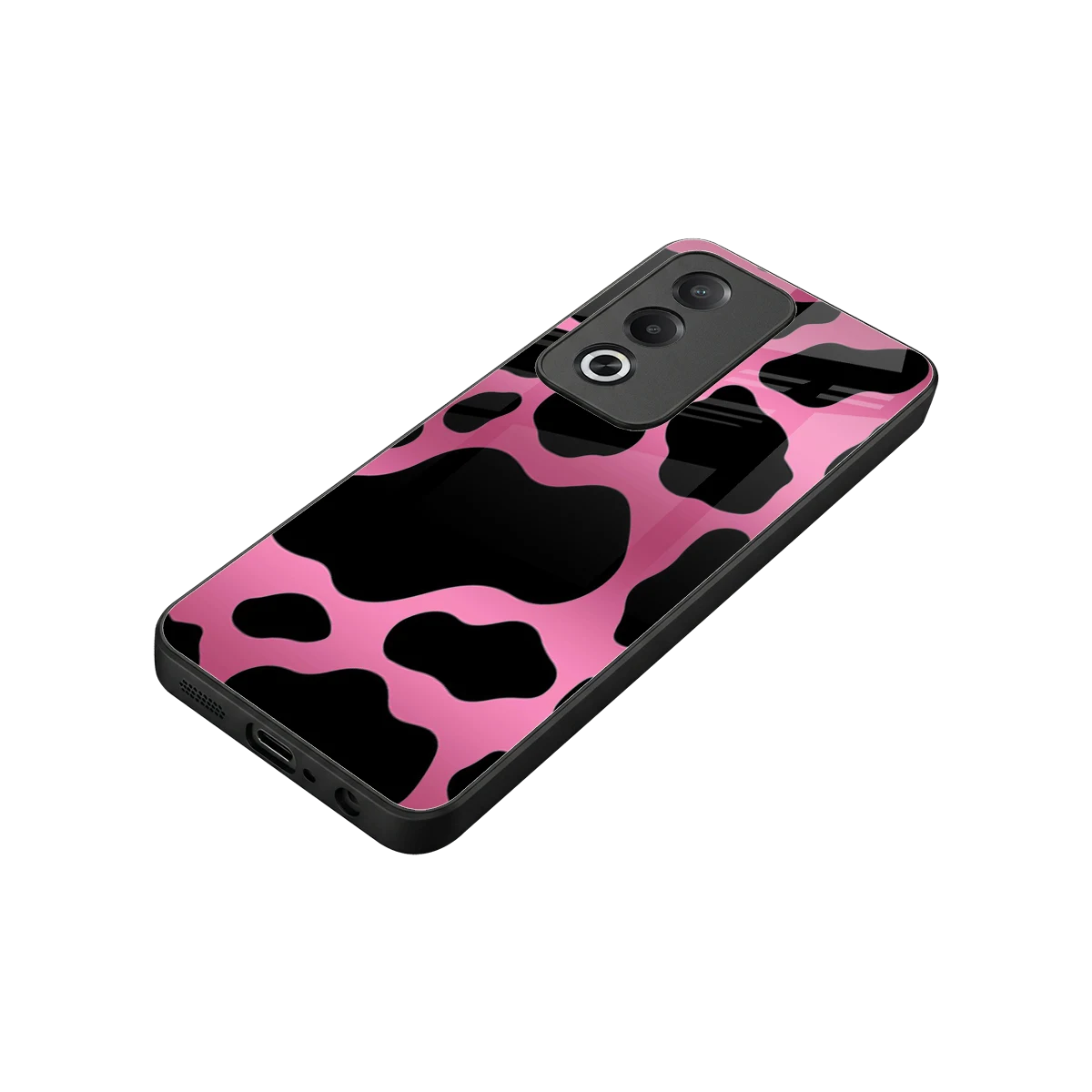 Black Pink Swirl stylish phone case for oppo a3 pro | glossy glass and slim fit