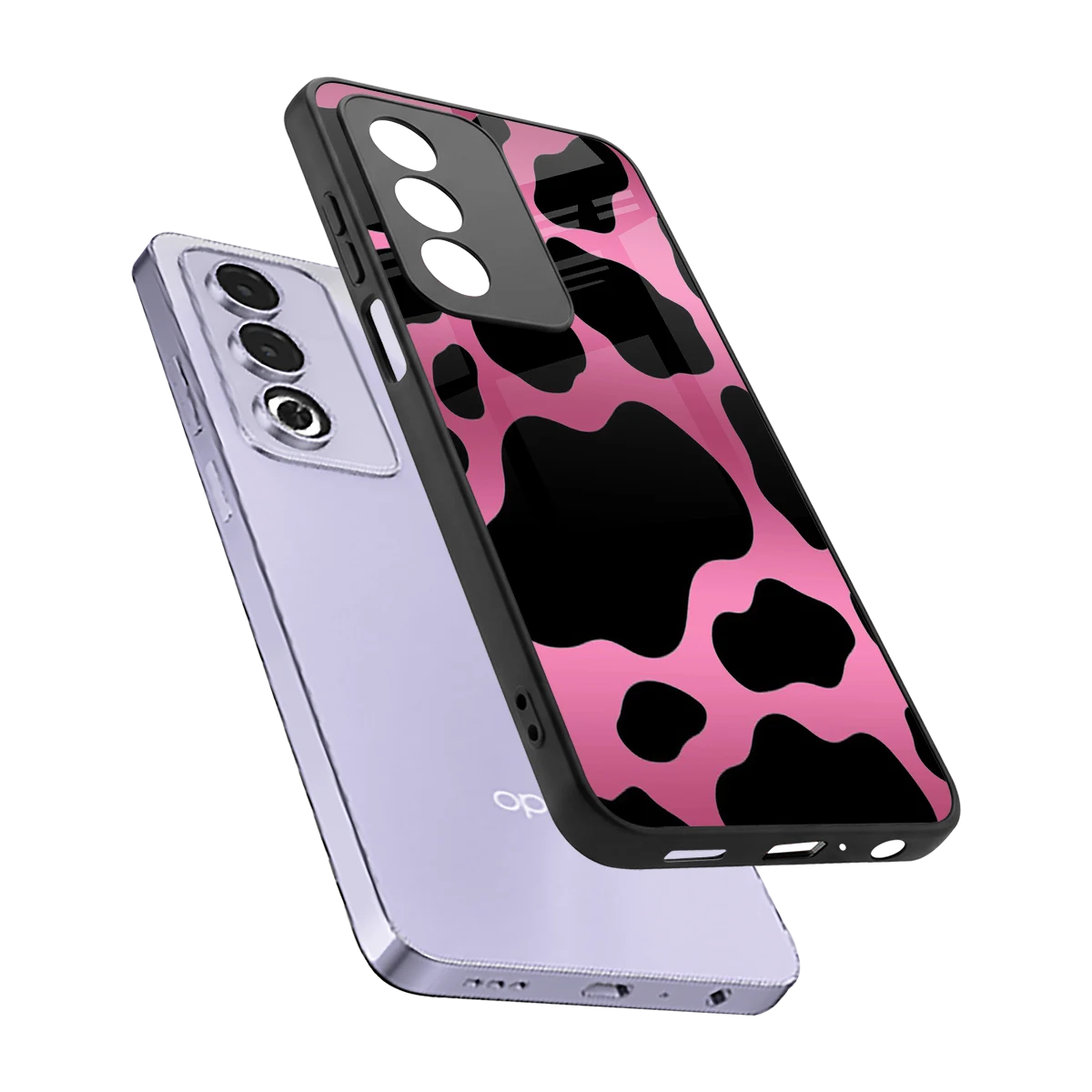 Black Pink Swirl sleek oppo a3 pro cover with tempered glass back and TPU edges