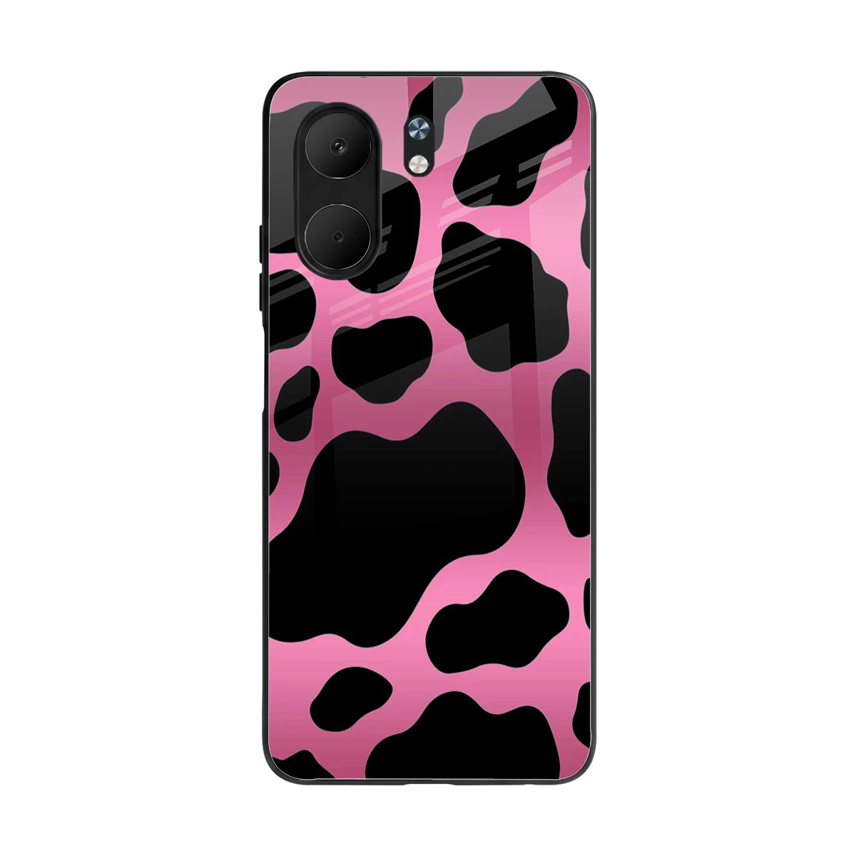 Black Pink Swirl back phone cover | glass case for oppo a5x 5g