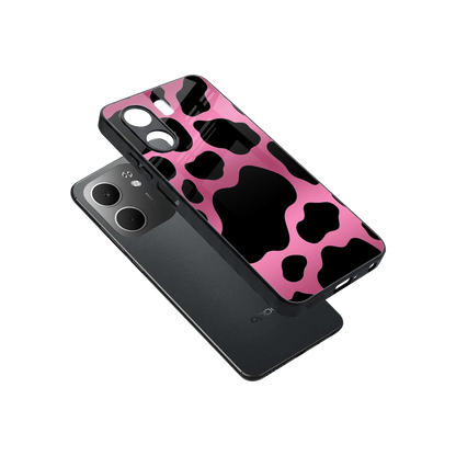 Black Pink Swirl sleek oppo a5x 5g cover with tempered glass back and TPU edges