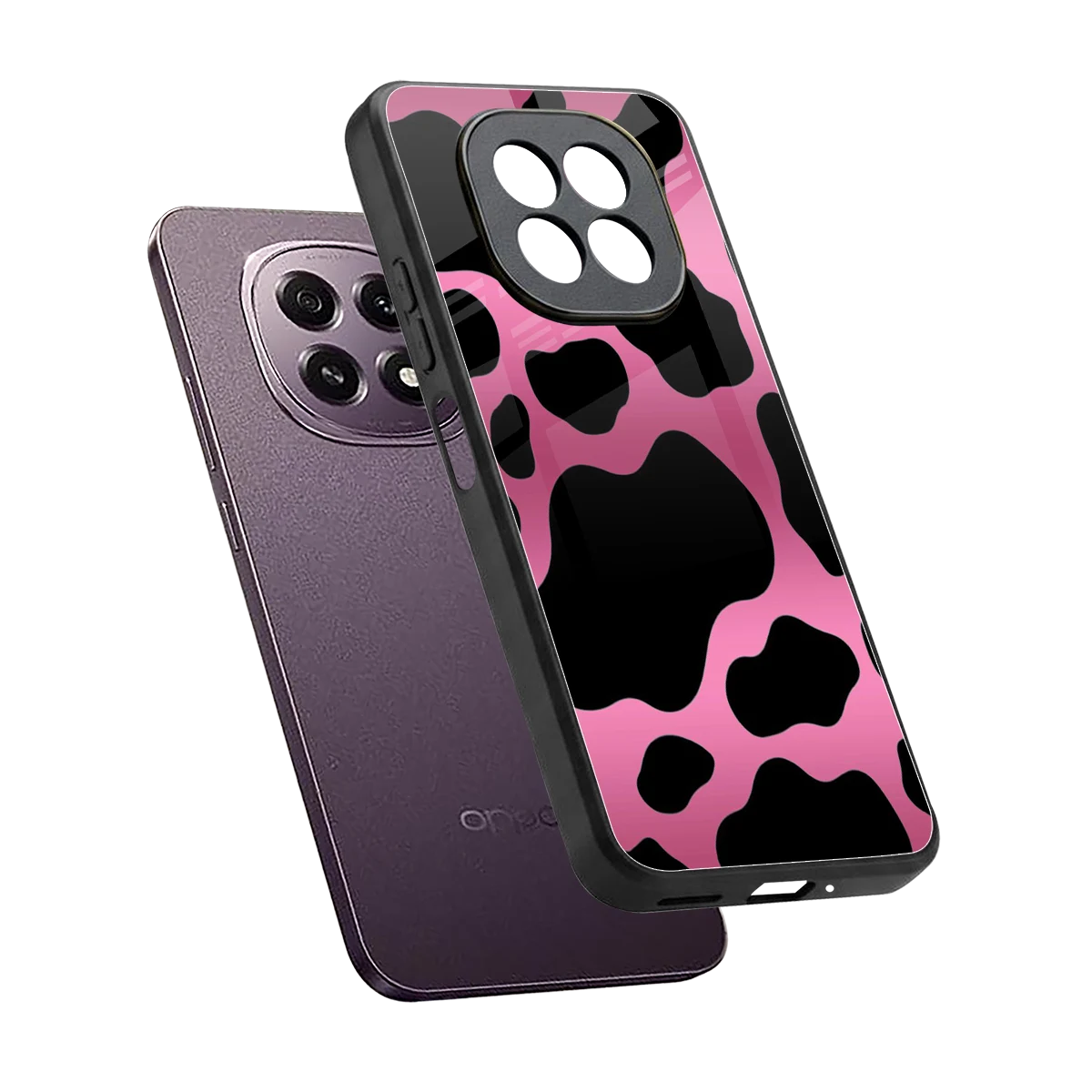 Black Pink Swirl sleek oppo f29 5g cover with tempered glass back and TPU edges