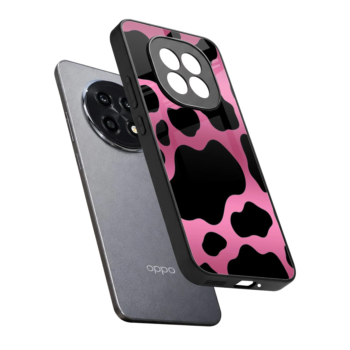 Black Pink Swirl sleek oppo f29 pro 5g cover with tempered glass back and TPU edges