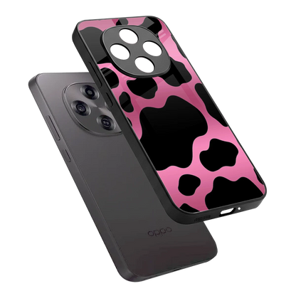 Black Pink Swirl sleek oppo f31 pro 5g cover with tempered glass back and TPU edges
