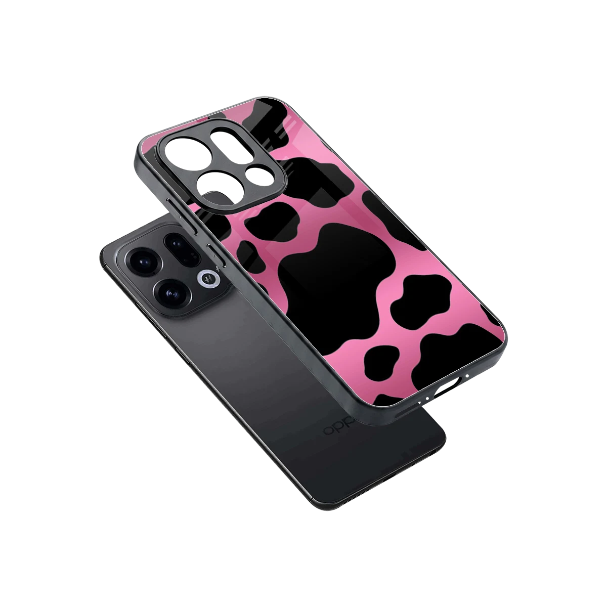 Black Pink Swirl sleek oppo find x9 cover with tempered glass back and TPU edges