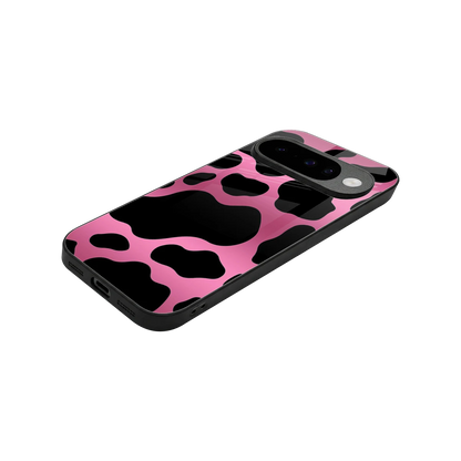 Black Pink Swirl stylish phone case for google pixel 10 | glossy glass and slim fit