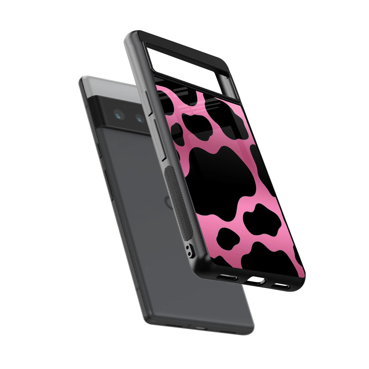 Black Pink Swirl sleek google pixel 6 pro cover with tempered glass back and TPU edges