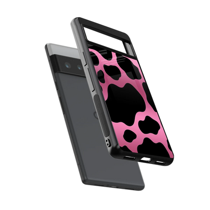 Black Pink Swirl sleek google pixel 6 pro cover with tempered glass back and TPU edges