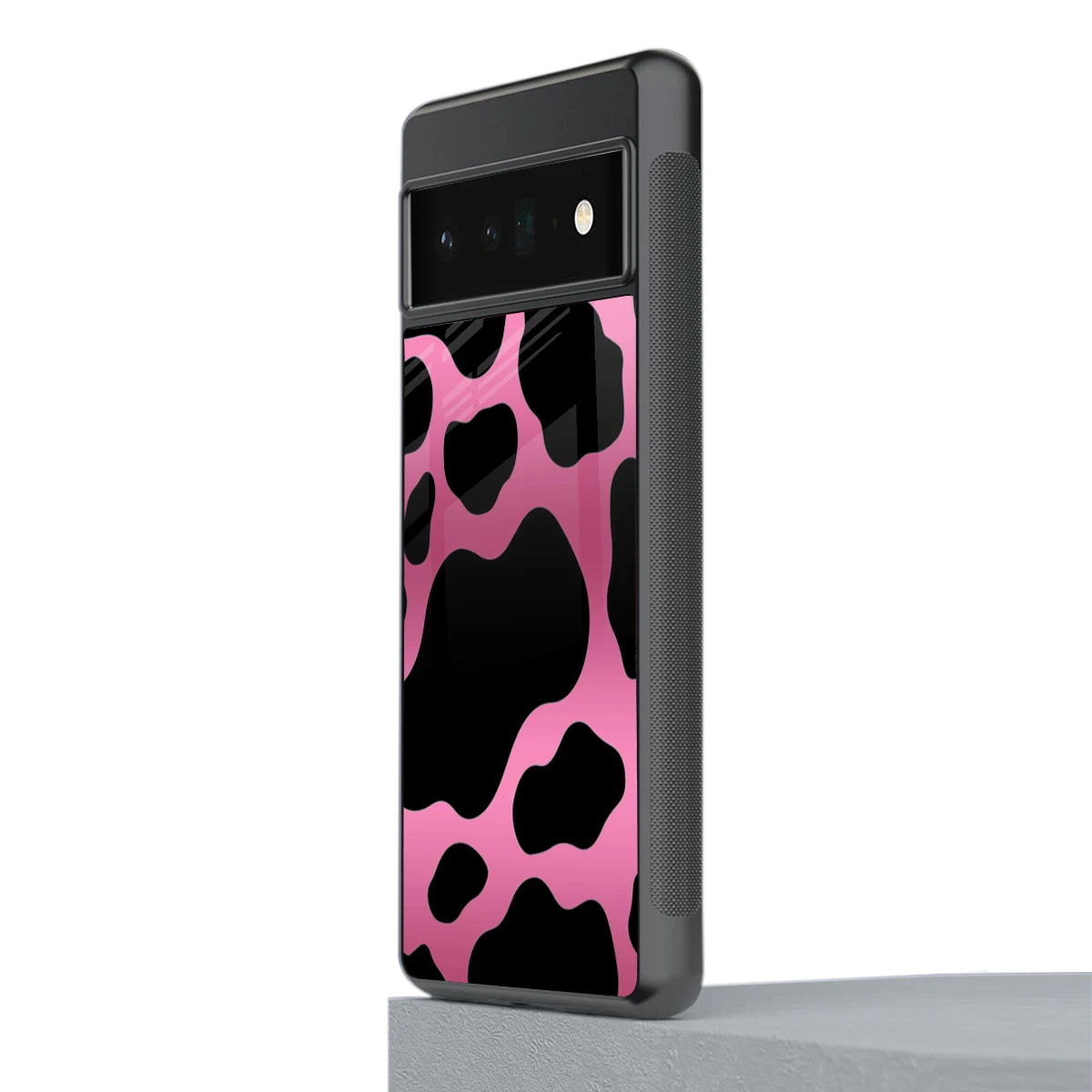 Black Pink Swirl stylish phone case for google pixel 6 pro | glossy glass and slim fit