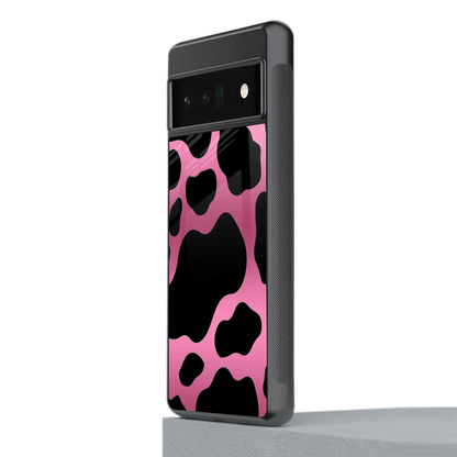 Black Pink Swirl stylish phone case for google pixel 6 pro | glossy glass and slim fit