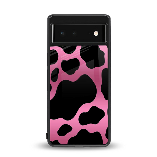 Black Pink Swirl back phone cover | glass case for google pixel 6a