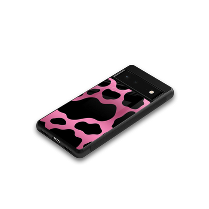 Black Pink Swirl google pixel 6a mobile cover | shockproof glass phone case