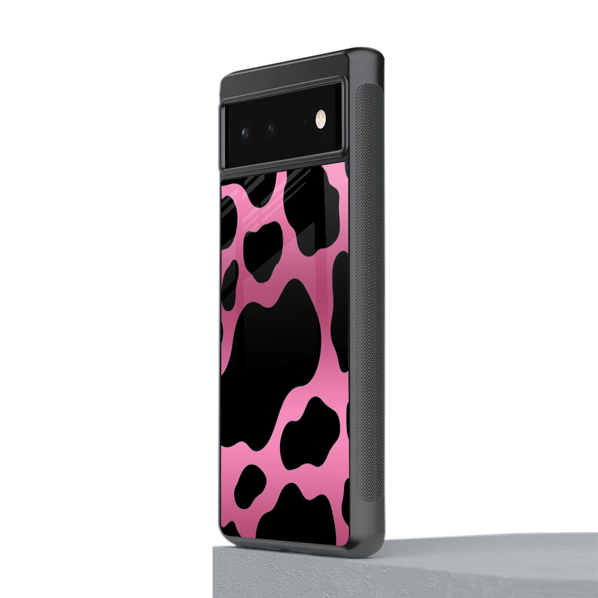 Black Pink Swirl stylish phone case for google pixel 6a | glossy glass and slim fit